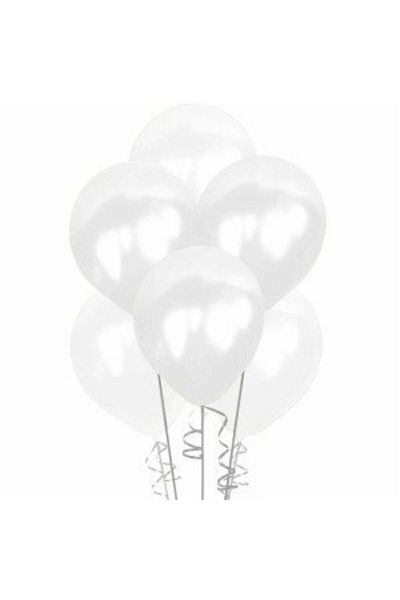 eğlencemarketi 12 Inch Standard Size Metallic Balloon 10 Pieces White