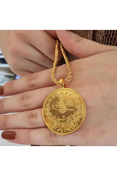 TuraAksesuar 22 Ayar Altın Kaplama Halat Zincirli Reşat Kolye