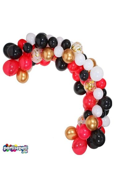 eğlencemarketi Red Combination Balloon Chain Set 5 Meters 137 Pieces Balloons