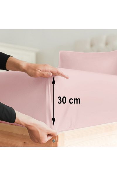 turkanlarhome Powder Pink Colored 100% Cotton Combed Fabric Fitted Elastic Sheet Single-Double