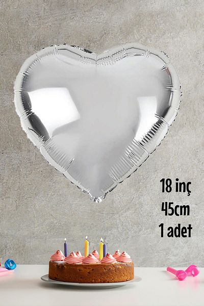 PEKSHOP Silver Heart Foil Balloon Shiny Heart Balloon 18" 45cm