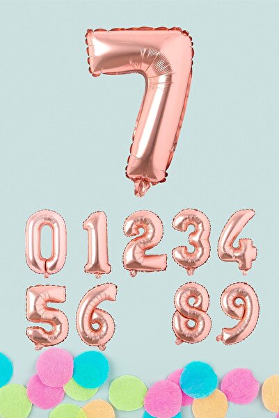 PEKSHOP بالون رقمي من رقائق الذهب الوردي بالونات أرقام ذهبية وردية مقاس 16 بو...