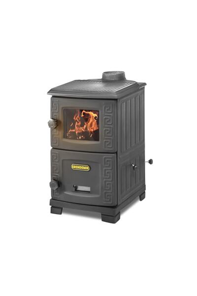 Erendemir Soba Siyah Mini Turbo Döküm Şömine Ç.kapaklı Turbo Soba Em803d