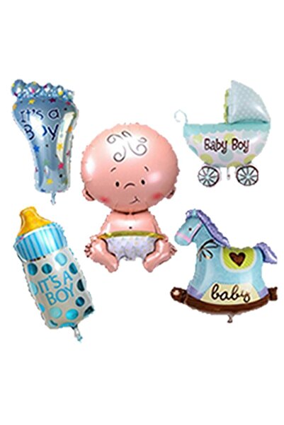 Firsat Ayi Fırsat Ayı Mavi Baby Shower 5 Li Folyo Balon Seti
