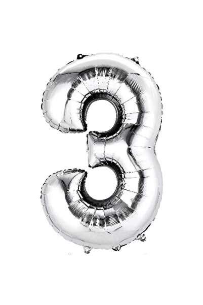 ikm balon بالون رقم فويل (100 سم) فضي 3