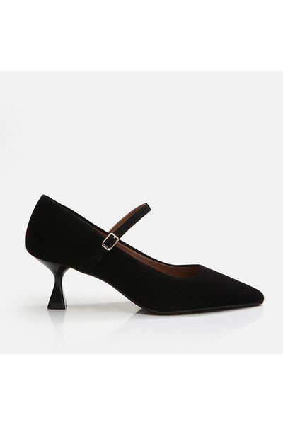 Hotiç Stiletto de damă Mary Jane din piele naturală neagră