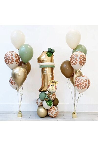 PEKSHOP 1 Yaş Küf Yeşili Gold Krom Safari Balon Seti