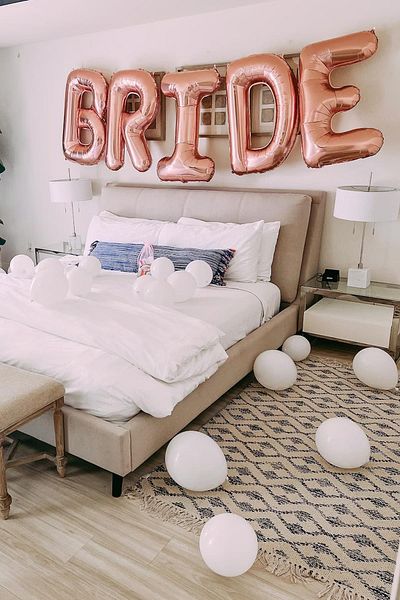 PEKSHOP Rose Gold Bride Balloon Set Giant Foil Balloon Set Bachelorette Bride To Be Party Balloons 100cm