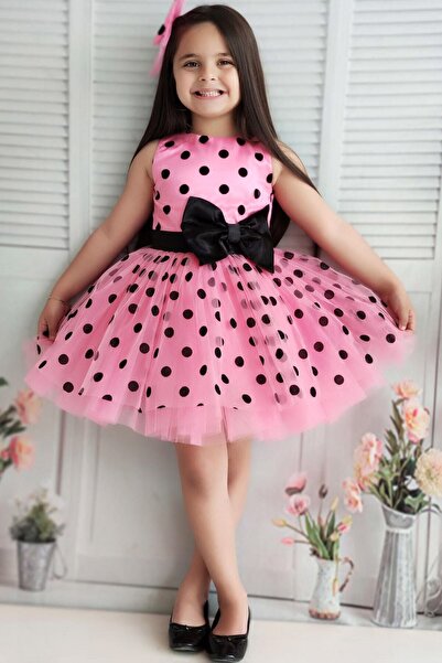 EFE KIDS Puantiyeli 6 Kat Tül Detaylı Sırtı Fermuarlı Bel Toka Detaylı Astarl...