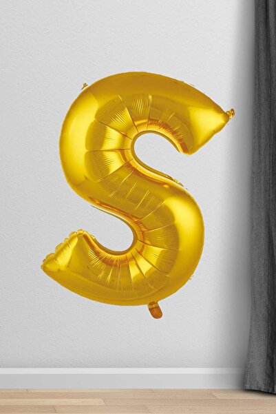 PEKSHOP بالون فويل حرف S ذهبي 100 سم 40 بوصة 1 متر ذهبي