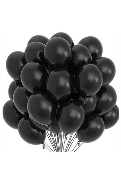 eğlencemarketi 12 Inch Standard Size Pastel Balloon 10 Pieces Black