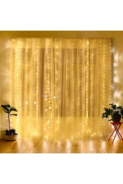 pazariz Peri Telli Perde Led Işık Kumandalı 300 Ledli 3 X 3 Metre Usb'li 8 Animasyonlu Günışığı Yıld