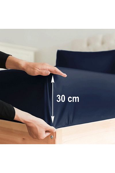 turkanlarhome Navy Blue Colored 100% Cotton Combed Fabric Fitted Elastic Sheet Single-Double