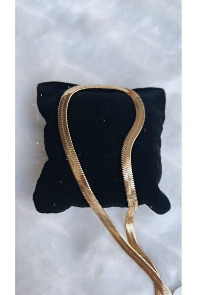 By Semra Paslanmaz Çelik Kalın Italyan Ezme Zincir Gold Kolye 50 Cm