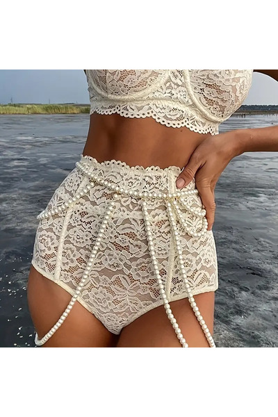 Lovisa Accesoriu pentru corp pentru colier pentru burtă, cu lanț în talie de perle lucrat manual