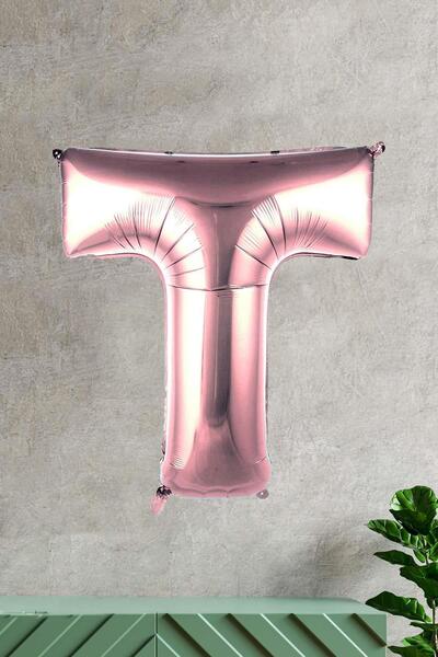 PEKSHOP بالون حرف T من رقائق الذهب الوردي مقاس 100 سم و40 بوصة وطول 1 متر