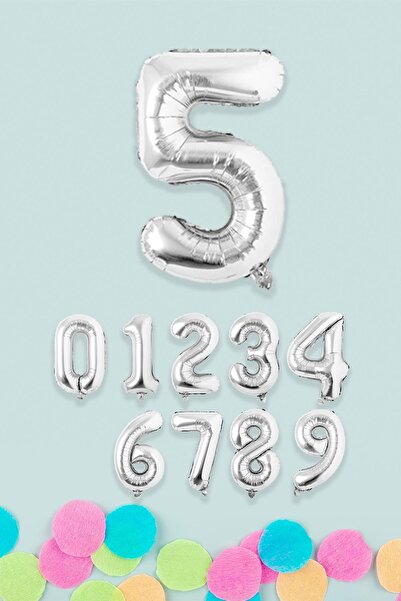 PEKSHOP بالونات فضية بأرقام فضية مقاس 16 بوصة 40 سم