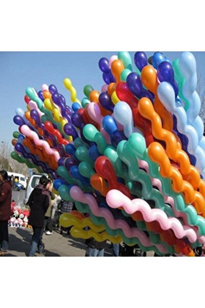 pazariz Spiral Burgu Balon Çok Renkli 100 Cm Parti Doğum Günü Parti Dekorasyo...