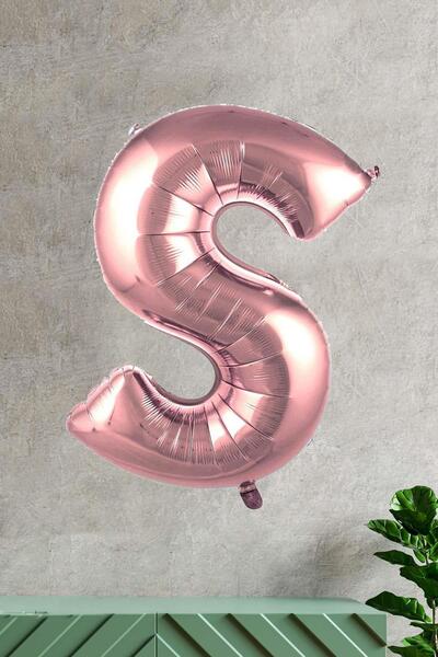 PEKSHOP بالون حرف S من رقائق الذهب الوردي 100 سم 40 بوصة 1 متر بالون الرسالة ...