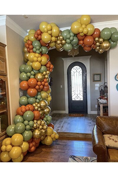 eğlencemarketi Krom Gold Adaçayı Yanık Turuncu Ve Zerdeçal Balon Zinciri 100 ...