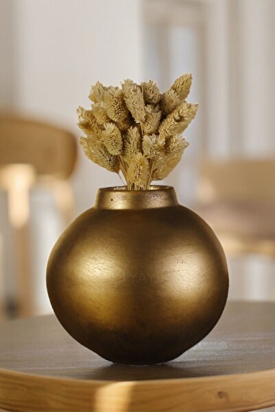 YAYBOX Dekoratif Vazo El Yapımı Altın Eskitme Renk Model 36