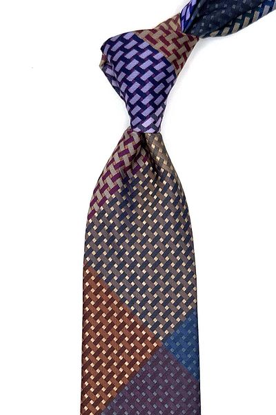 Kravatkolik Colorful Square Pattern Patchwork Classic Tie - Kk12788