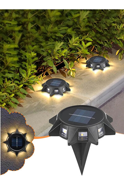 pazariz Sarı Renk Güneş Işığı Görünümlü 8 LED Solar Saplamalı Bahçe Dış Duvar...