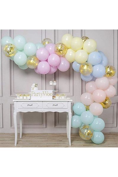 eğlencemarketi Macaron Balloon Chain Set 5 Meters 137 Pieces Balloons