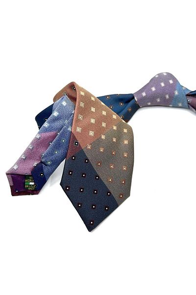 Kravatkolik Navy Blue Patchwork Patterned Classic Tie - Kk12809