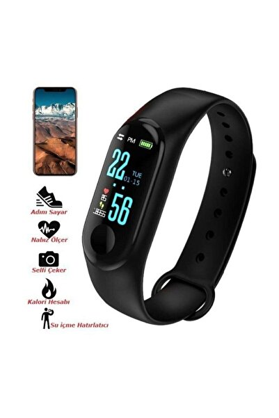 Kingshark Akıllı Bileklik Titreşimli Su Geçirmez Renkli Ekran Nabız Ölçer Tüm Telefonlar Ile Uyumlu M3 Siyah