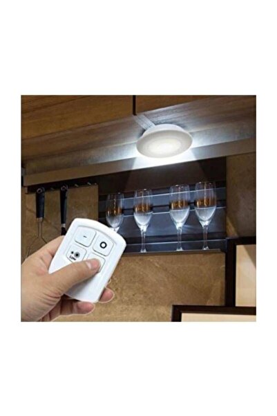 PEKSHOP Uzaktan Kumandalı Pilli Led Spot Lamba Ampul 3'lü Set Yapışkanlı
