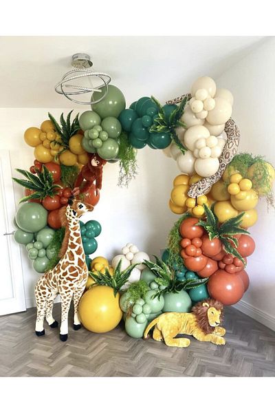 eğlencemarketi Safari Balloon Chain 100 Pieces Mold Green Burnt Orange Turmeric Dark Green And Sea Sand