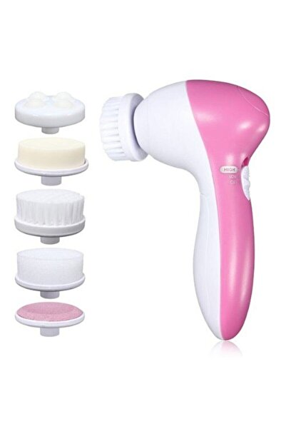 pazariz 5 In 1 Pilli Yüz Temizleme,masaj Ve Peeling Fırça Seti Sünger Set