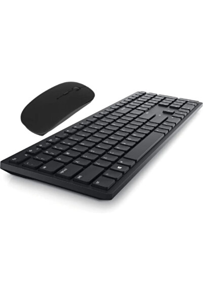 OWWOTECH Ultra Slim Tv Pc Mobile Tablet Uyumlu Kablosuz Q Klavye Mouse Set Siyah 2.4 Ghz Wireless Set Numlock