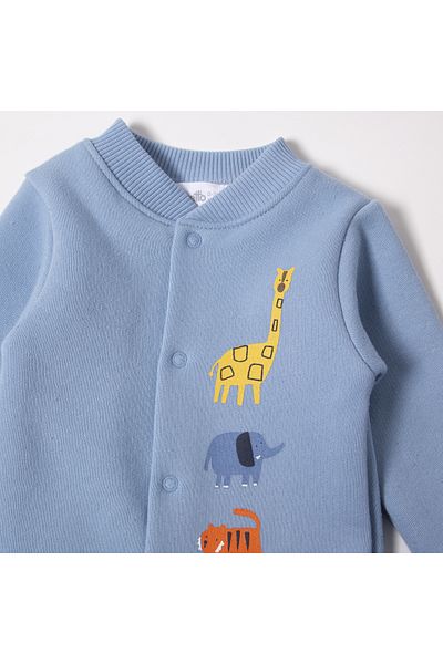Bebetto Hooded Zippered Two Thread Jumpsuit - Animal Story K4540