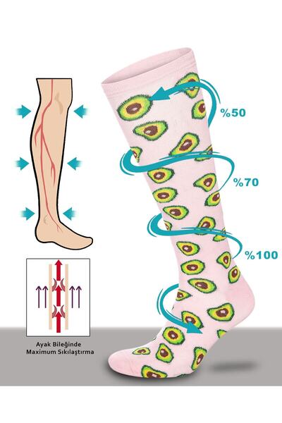 BULG Special Pressure Avocado Patterned Bamboo Compression Socks