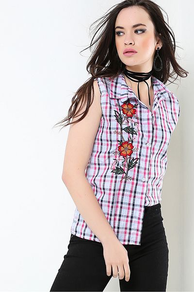 AVORWE Cămașă fără mâneci cu broderie florală