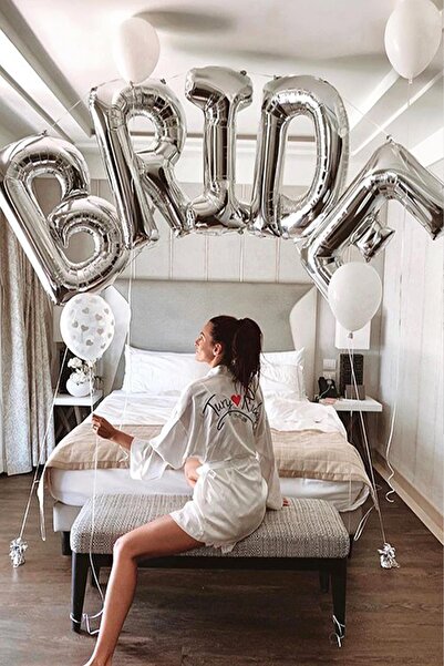 PEKSHOP Silver Bride Balloon Set Giant Foil Balloon Set Bachelorette Bride To...