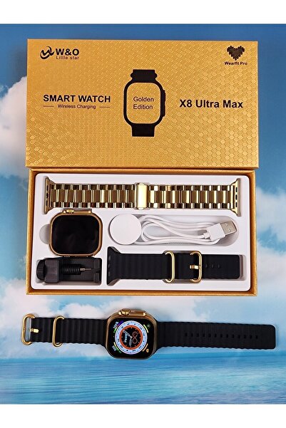 pazariz X8 Ultra Akıllı Saat Pusula Vücut Sıcaklık NFC Gold Kordon Hediye 2023 Versiyon Watch 8