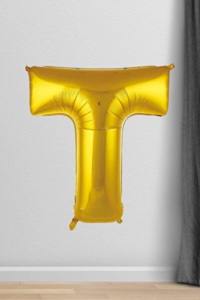 PEKSHOP بالون حرف T فويل ذهبي 100 سم 40 بوصة 1 متر ذهبي
