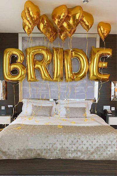 PEKSHOP Gold Bride Balloon Set Giant Foil Balloon Set Bachelorette Bride To Be Party Balloons 100cm