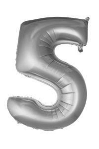 eğlencemarketi 40 Inch 100 Cm Silver Foil Number Balloon 5