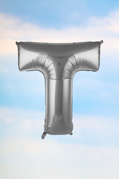 PEKSHOP Letter T Silver Foil Balloon 100 Cm 40 Inches 1 Meter Silver