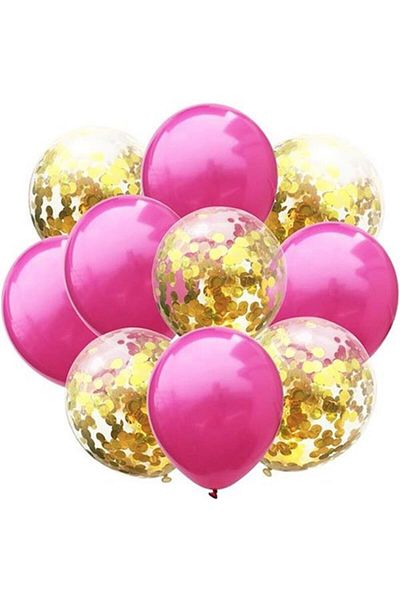Partioutlet Metallic Fuchsia Gold Confetti Balloon
