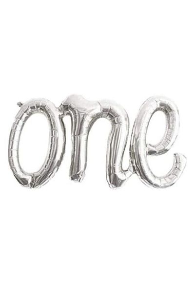 eğlencemarketi One Written Foil Balloon Silver Color