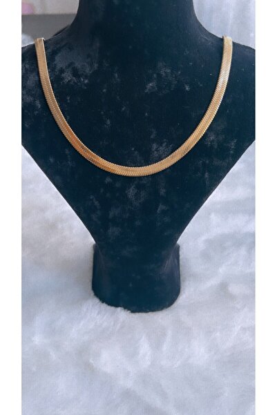 By Semra Paslanmaz Çelik Kalın Italyan Ezme Zincir Gold Kolye 50 Cm