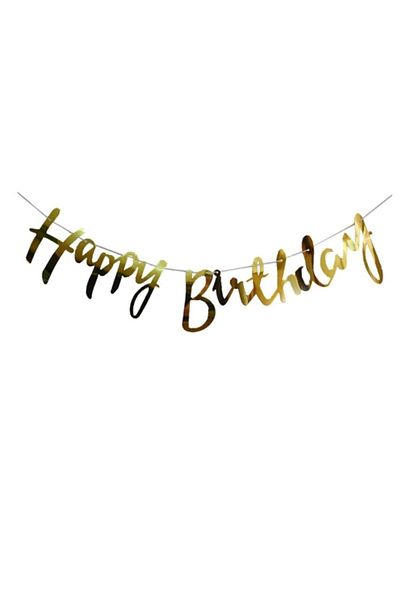Partioutlet Gold Happy Birthday Banner