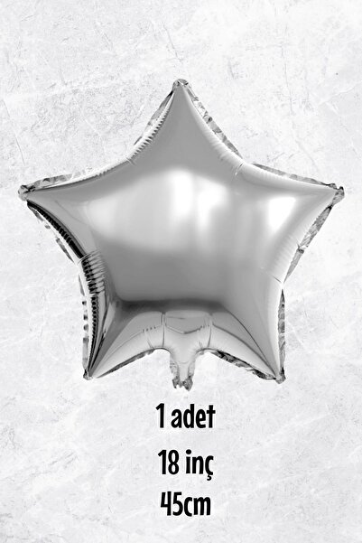 PEKSHOP Yıldız Balon Gümüş Yıldız Folyo Balon 18" 45cm - 1 Adet