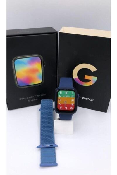 Vegetti G68l Smart Watch 6s Akıllı Saat Yan Tuşlar Aktif Uygulama – Çift Kordon Mavi