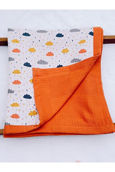 Tinybabyconcept Double Sided Muslin Baby Blanket - 100% Organic Cotton, 80X100 Cm, 4 Seasons Pique Cloud